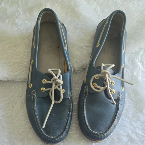 Sperry Blue Boat Shoes‎ with White Laces
