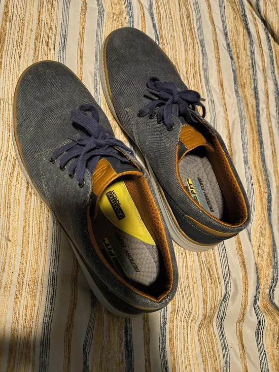 Skechers Navy Canvas Sneakers with Tan Accents