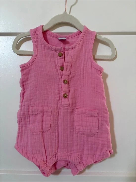 Old Navy Pink Baby Girls Muslin Sleeveless Romper 6-12 Months