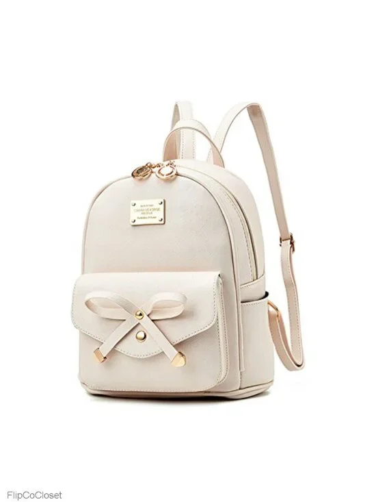 Mini PU Leather Backpack Purse Bowknot Cute Girls Women Adjustable Straps
