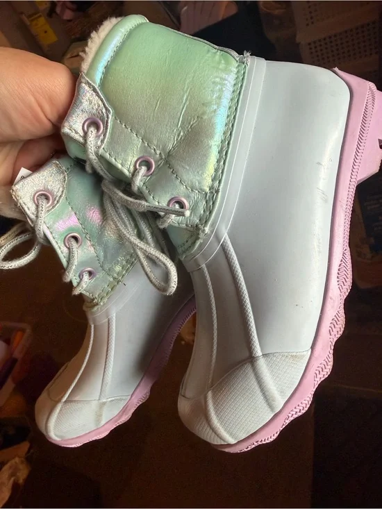Sperry Kids Iridescent Mint & Pink Rain Boots