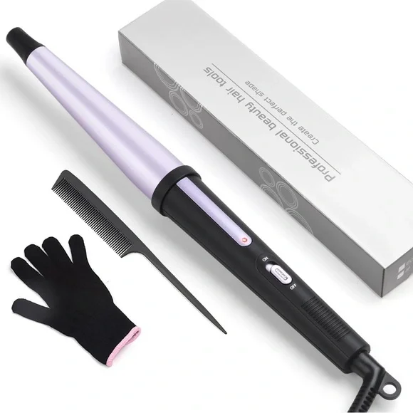 Hair Curling Wand Tapered Curling Iron Professional Ceramic Curler Dual Voltage