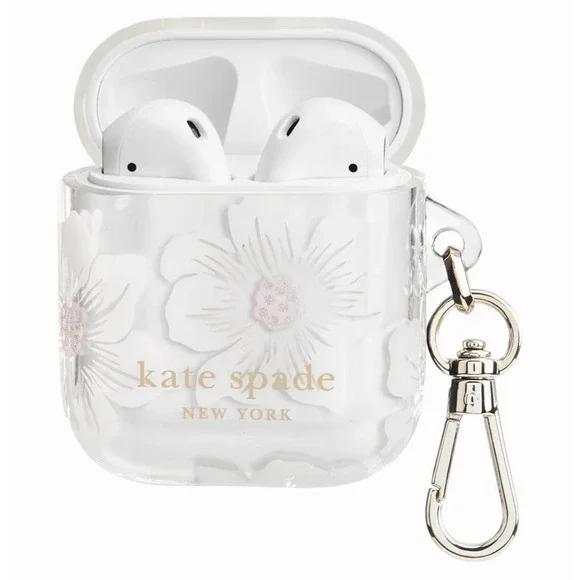 Kate Spade AirPods Case Hollyhock‎ Floral Keychain 1st 2nd Gen New In Box