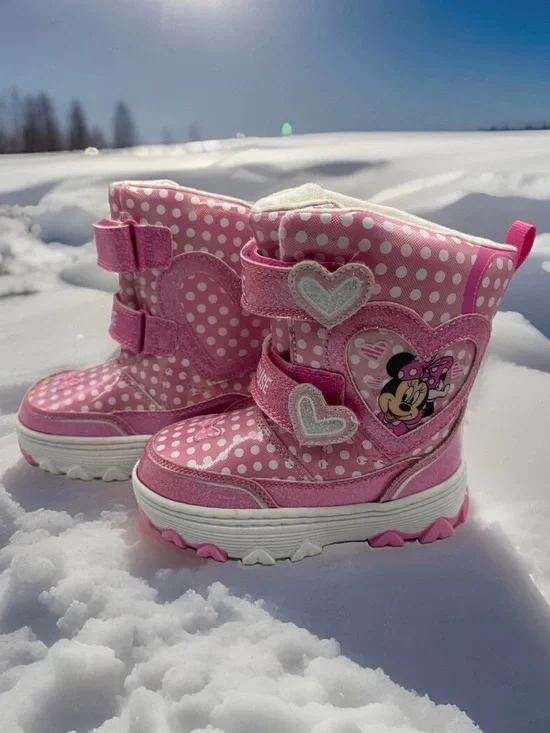 Disney Pink Minnie Mouse Polka Dot Kids Winter Boots