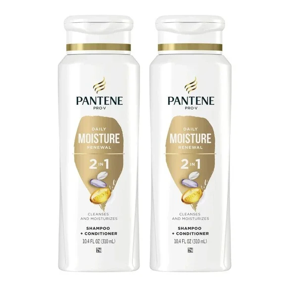 2pk Pantene Pro-V Daily Moisture Renewal 2-in-1 Shampoo + Conditioner, 10.4 oz