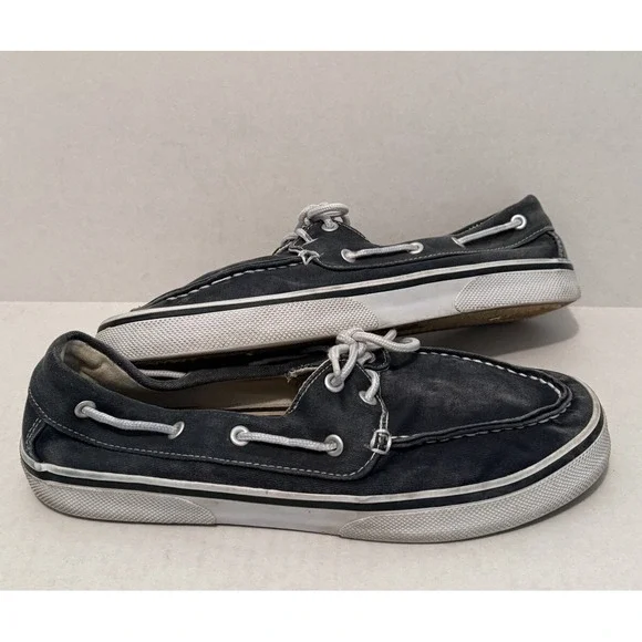 Thom McAn Shoe Men's Size 10‎ Medium Blue Canvas Burnham Boat Loafers 38051
