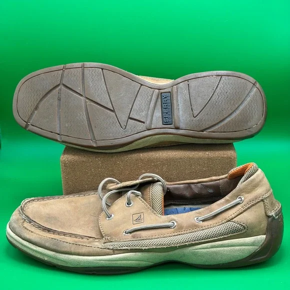 Sperry Top-Sider Boat Shoes Mens 13 M Tan Leather Casual Nautical Deck Loafers