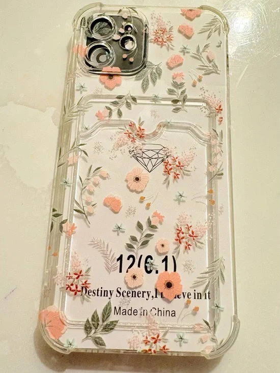 Floral Clear Phone Case with Pink Flower Design for iPhone 12