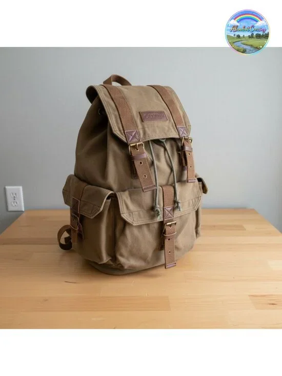 High Density Thick Canvas Backpack Rucksack Fits 17