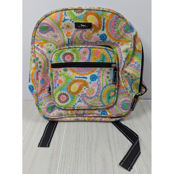 SCOUT women girls small backpack bag pink‎ green blue paisley vinyl 10x12