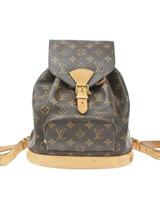 LOUIS VUITTON Montsouris MM Backpack Bag Monogram Leather Brown