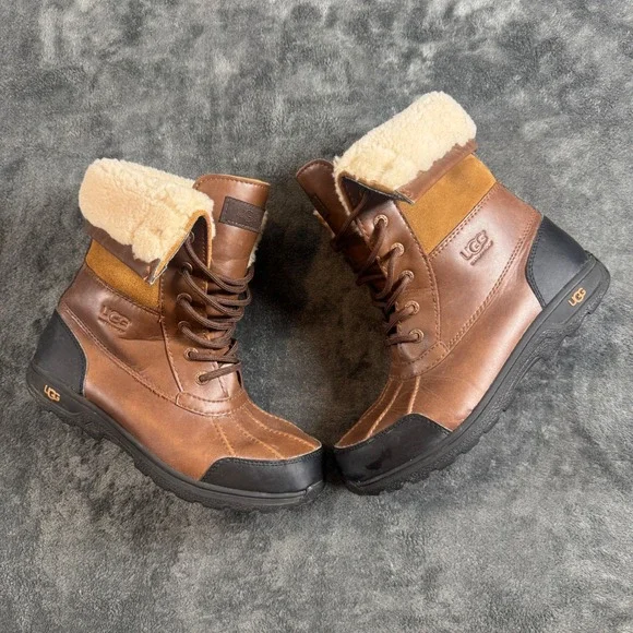 UGG Butte Size 6 Kids Waterproof Leather Snow Boots Chestnut Brown Women 7.5