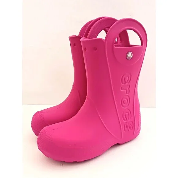 Crocs Handle It Rain Boot Hot Candy Pink Kids Size J 1