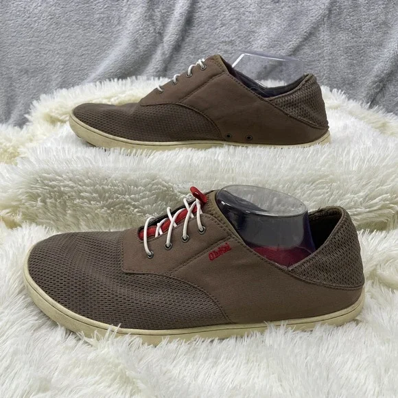 OluKai Nohea Moku Shoes Mens Sz 11.5 Brown Mesh Boat Casual Sneakers‎ 10283-RK13