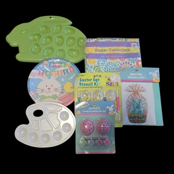 Easter‎ Party Supplies Bundle - Green Egg Tray & Pastel Tableware