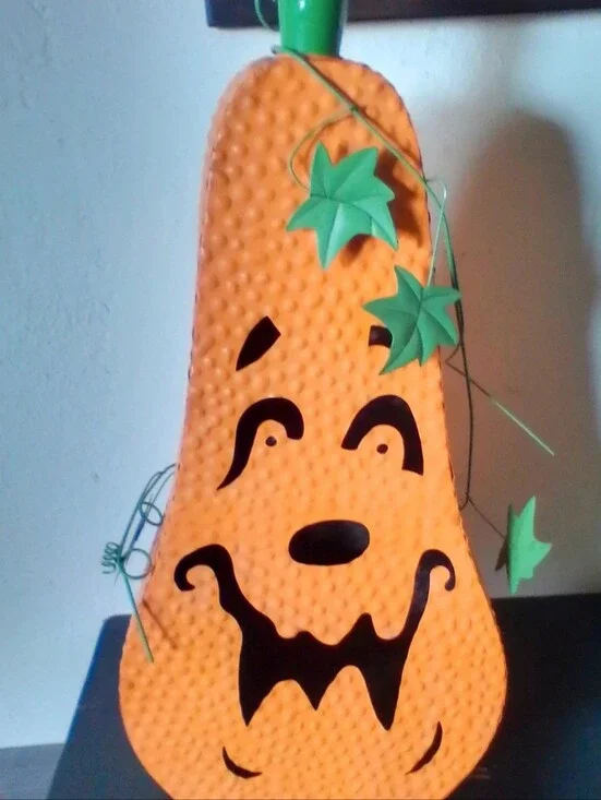 Orange Jack-O'-Lantern Metal Halloween Decoration - Unbranded