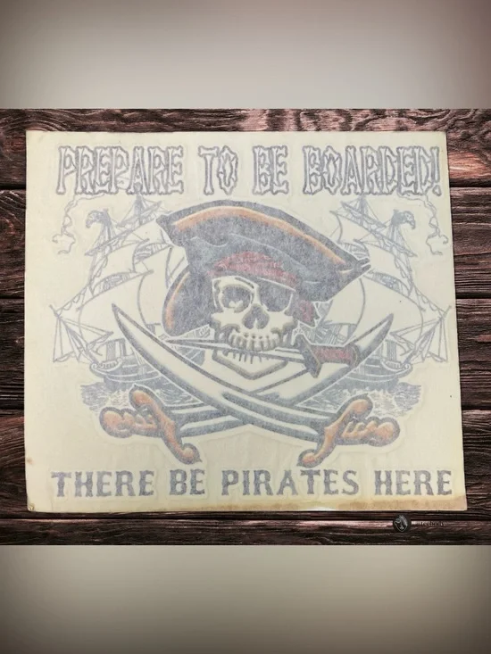 Vtg 2pc Lot Pirate Skull Decal Sticker & Super Stickers Psychedelic Om NOS