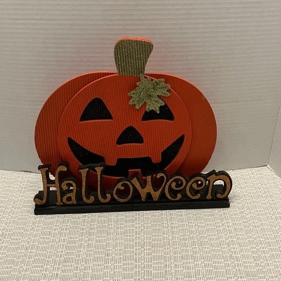 Halloween Pumpkin Table Sign - Orange and Black