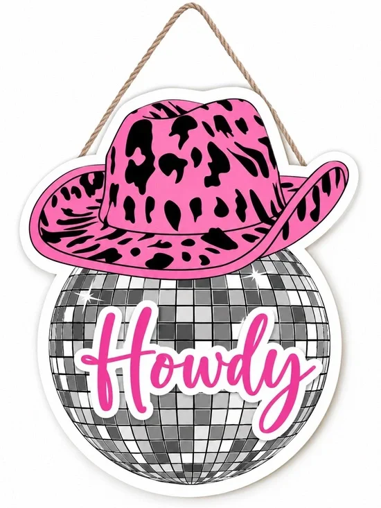 Pink Leopard Cowboy Hat Disco Ball 