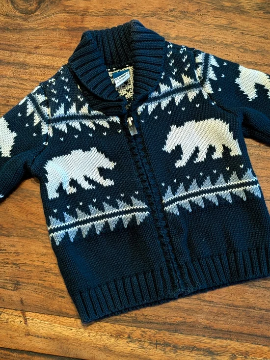 Nordic Boys Navy Fair Isle Knit Zip Cardigan Jacket By Old Navy 3-6months
