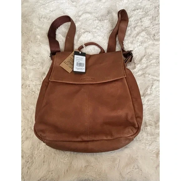 AMERICAN LEATHER Liberty Backpack In Brandy Smooth MSRP‎ $228.00 NWT