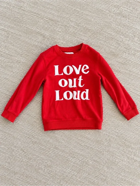 Old Navy Red 'Love Out Loud' Kids Sweatshirt