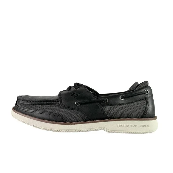 Sperry Surveyor‎ 2-Eye Black Leather Men Boat Shoes 11.5 M