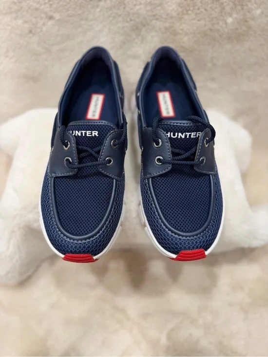 Hunter women’s Navy and Red Mesh Boat Shoes
