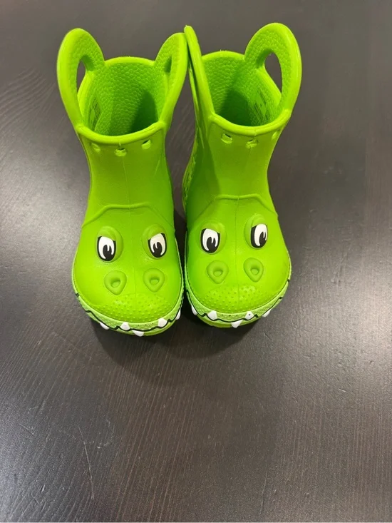 CROCS Green Croc-Theme Toddler Rain Boots