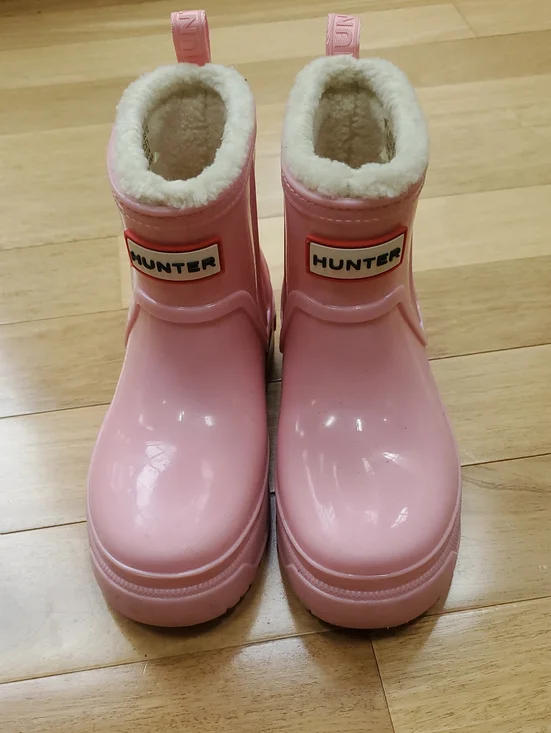 Hunter Kids Grace Pink Fleece-Lined Rain Boots