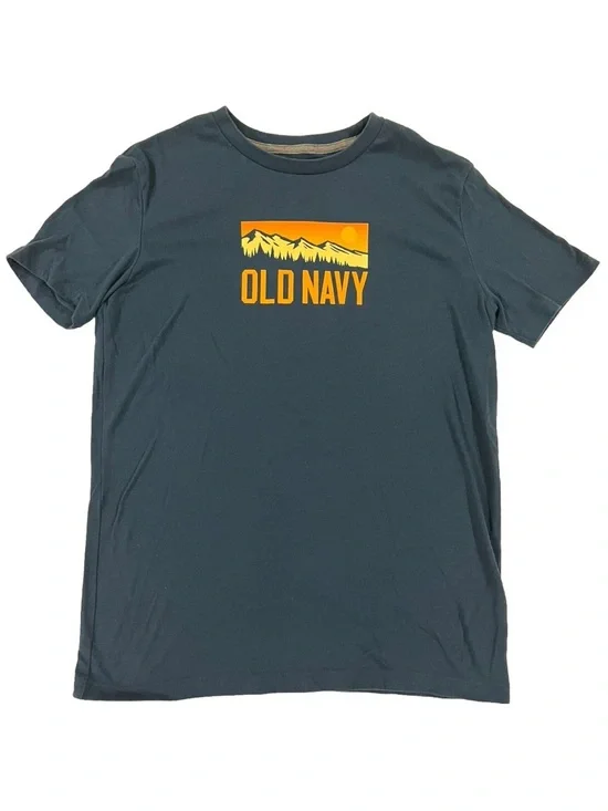 Old Navy Dark Blue Tee with Yellow Mountain Graphic