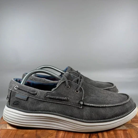 Skechers Mens‎ Classic Fit 65908 Black Canvas Boat Shoes Size 10 Air Cooled MF