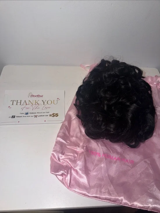 100% Human Hair Curly Hairpiece - Black