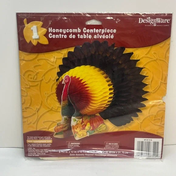 Thanksgiving Turkey Honeycomb‎ Centerpiece Fall Decor table setting holiday