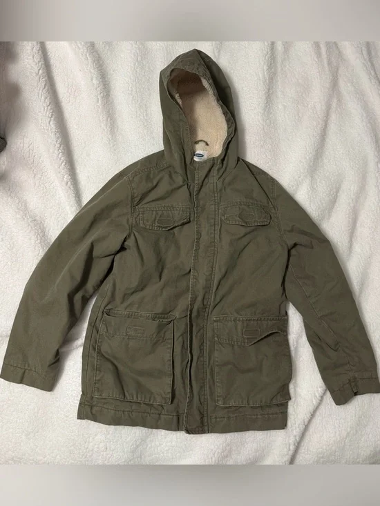 Old Navy Olive Green Kids Hooded Field Jacket