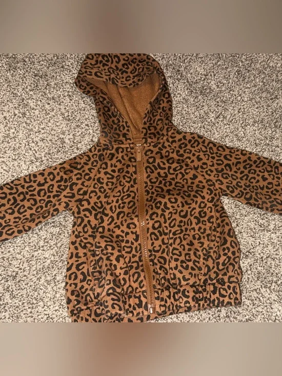 Old Navy Kids' Leopard Print Hooded Puffer Jacket - Brown/Black