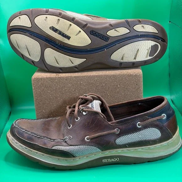 Sebago Clovehitch II Boat Shoes Mens 13 N Walnut Brown Leather Marine Grip Deck