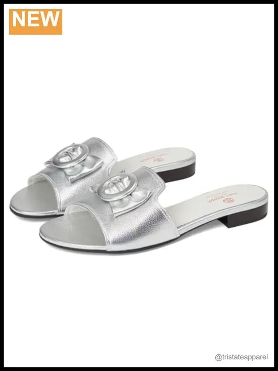 Leather Slingback Slide Sandals Flat Comfort Casual