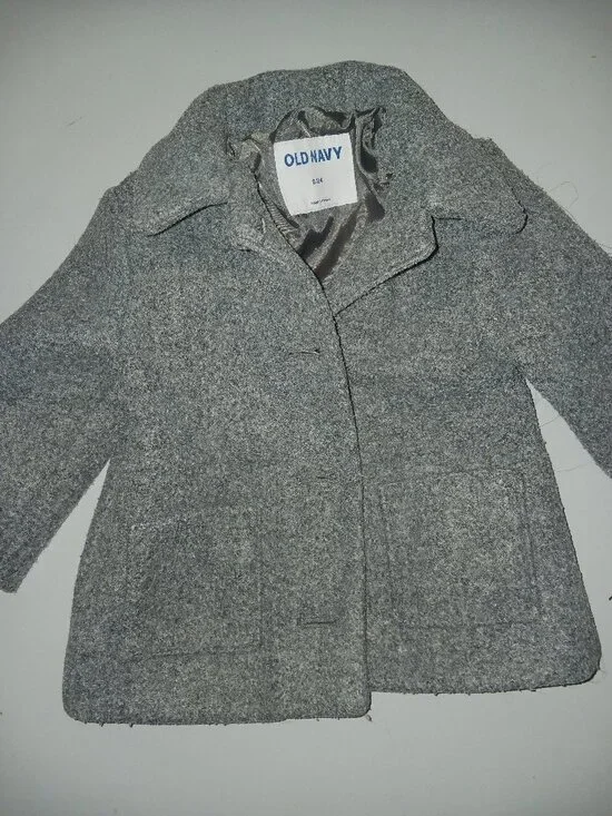 Old Navy Gray Wool Blend Peacoat Jacket 6-12 Months Toddler Classic Winter Coat