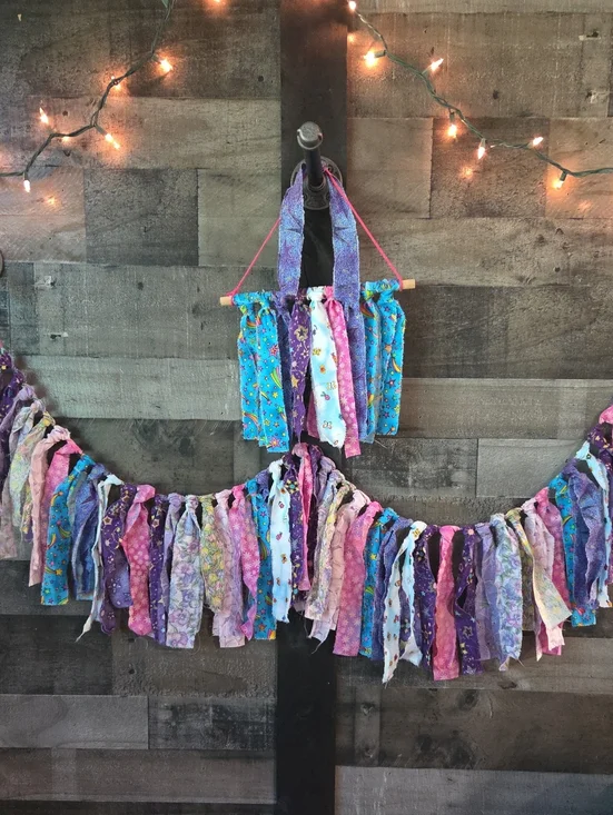 Handmade Multicolor Boho Chic Garland w/Matching Wall Hanging Approx. 56