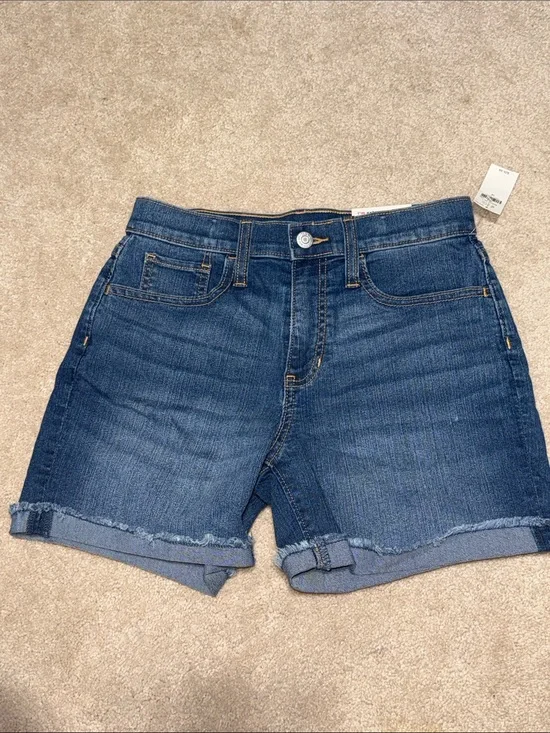 Old Navy Dark Blue Denim Roll-Cuff Women's Shorts