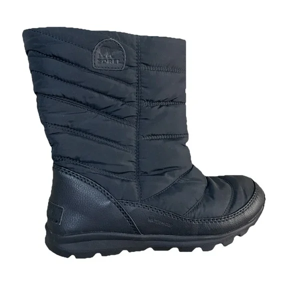 Sorel Whitney Waterproof Puff Winter Snow Boots Youth 3‎ Black Insulated Cold