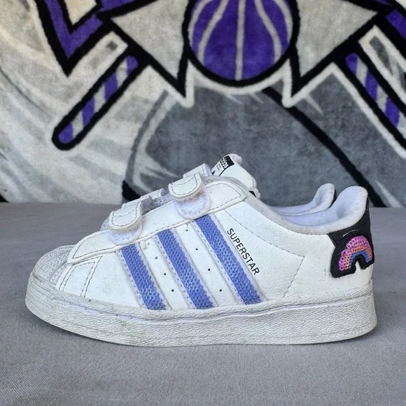 Size 7k - adidas Superstar Little Kid 'Rainbow‎ Decal'