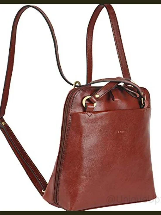 Italian Full Grain Leather Convertible Backpack Purse Shoulder Bag Women