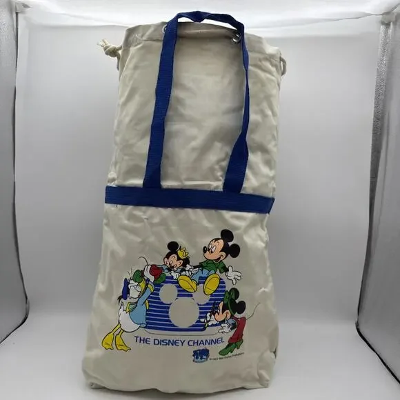 VTG The Disney Channel Mickey Minnie Mouse Donald Duck 1984 Tote Bag 80s