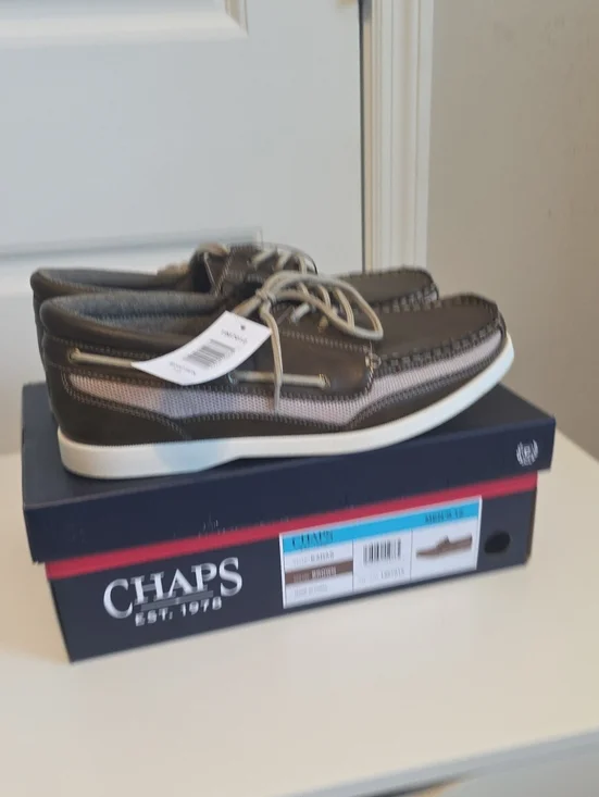 Chaps Men's Brown and Cream Boat Shoes