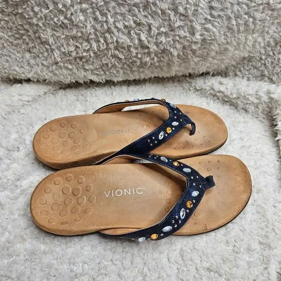 Vionic Lucia Rhinestone Embellished Orthopedic‎ Sandals sz 10