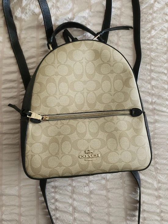 Coach Signature Print Beige & Black Mini Backpack