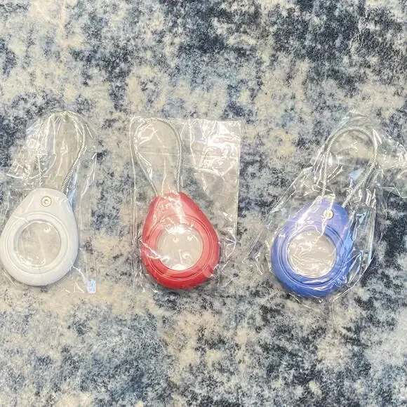 3-Pack AirTag Holder Keychain Cases – Red, Blue & Clear – AirTag Not Included