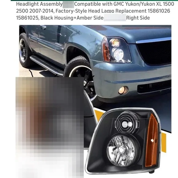GMC Yukon XL 1500 2500 2007-2014 Black Housing Headlight Assembly RIGHT